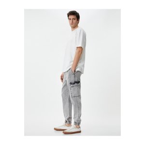 Koton Oversize Jeans Jogger Cargo Pocket Washed Tied Waist