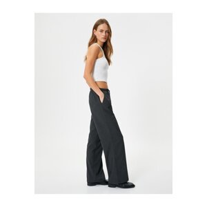 Koton Wide Leg Trousers Tied Waist Relaxed Cut Pocket Detailed