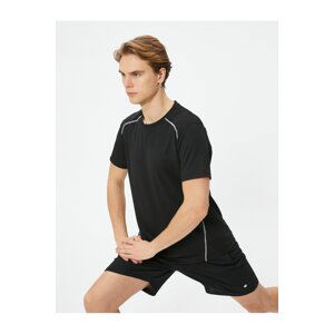 Koton Sports T-Shirt Stitch Detail Crew Neck Short Sleeve