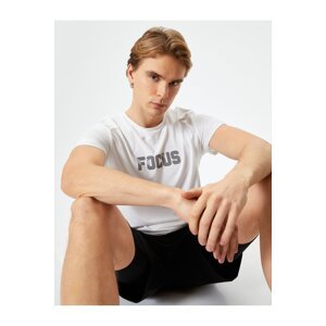 Koton Sports T-Shirt with Slogan Printed Crew Neck Short Sleeved.