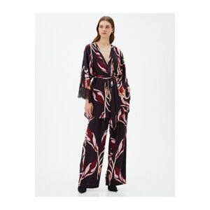 Koton Wide Leg Patterned Normal Waist Trousers