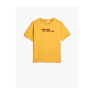 Koton T-Shirt Slogan Printed Short Sleeve Crew Neck Cotton