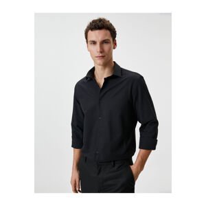 Koton Slim Fit Shirt Half Italian Collar Buttoned Textured