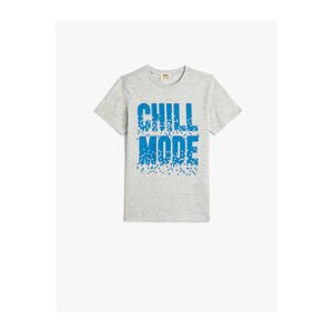 Koton T-Shirt Short Sleeve Slogan Printed Crew Neck Cotton