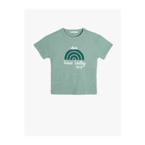 Koton T-Shirt Printed Short Sleeve Crew Neck Textured