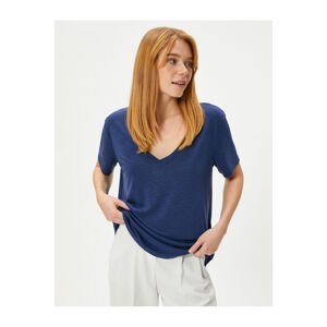 Koton V-Neck T-Shirt Standard Fit Short Sleeve Modal Blend