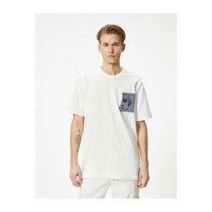 Koton Crew Neck Textured Fabric T-Shirt Embroidered Short Sleeve