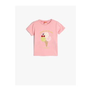 Koton Ice Cream Printed T-Shirt Short Sleeve Crew Neck Cotton