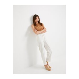 Koton Carrot Trousers with Lace Waist High Waist Pocket Detail