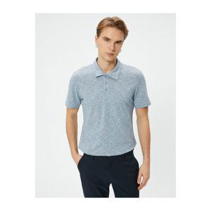 Koton Polo Neck T-Shirt Button Detailed Short Sleeve Grayed