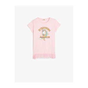 Koton Unicorn Printed Tasseled T-Shirt Short Sleeves