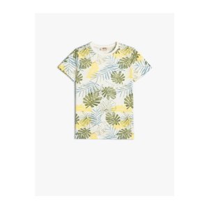 Koton T-Shirt Leaf Printed Short Sleeve Crew Neck Cotton