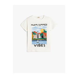 Koton T-Shirt Short Sleeve Crew Neck City Printed Cotton