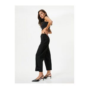 Koton Culotte Fabric Trousers Leg Detail Pocket Normal Waist