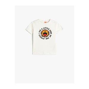 Koton T-Shirt Short Sleeve Lion Printed Cotton