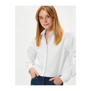Koton Crop Shirt Long Sleeve Cuff Collar Buttoned Cotton