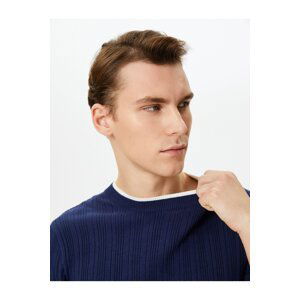 Koton Slim Fit Sweater Knitwear Textured Collar Detailed Long Sleeve