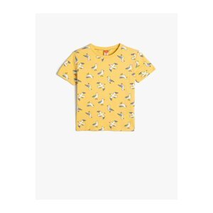 Koton Bird Print T-Shirt Short Sleeved Crew Neck Cotton