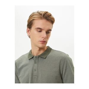 Koton Collar T-Shirt Buttoned Textured Minimal Patterned Short Sleeve