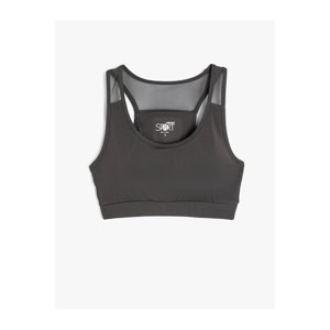 Koton Tulle Detailed Sports Bra Barbell Neck Covered Slim Fit