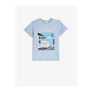 Koton T-Shirt Lisbon City Printed Short Sleeve Crew Neck Cotton