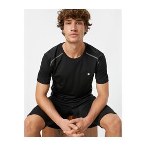 Koton Sports T-Shirt with Stitching Detail, Short Sleeves, Crew Neck.