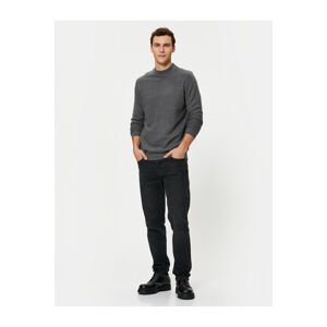 Koton Basic Knitwear Sweater Slim Fit Stand Collar Textured Long Sleeve