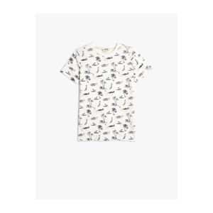 Koton T-Shirt Tropical Printed Short Sleeve Crew Neck Cotton