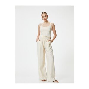 Koton Wide Leg Trousers Tied Waist Viscose Pocket