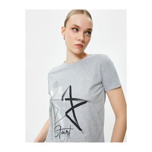 Koton Shiny Motto Printed T-Shirt Crew Neck Short Sleeve