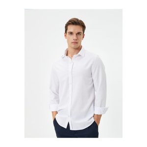 Koton Slim Fit Shirt Half Italian Collar Long Sleeve