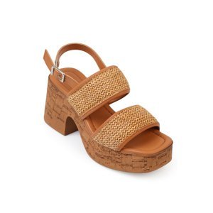 Capone Outfitters Women's Cork Platform Sold Straw Double Strap Women Slippers