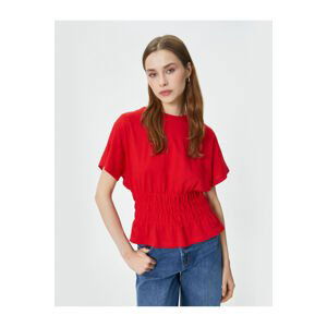 Koton Gathered Waist T-Shirt Crew Neck Low Sleeve