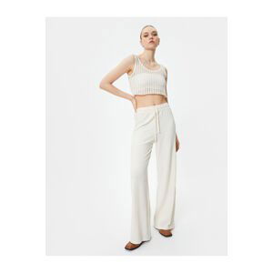 Koton Tie Waist Muslin Trousers Wide Leg Normal Waist