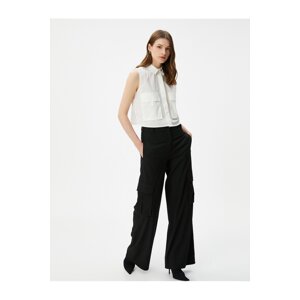 Koton Crop Shirt with Cargo Pocket Sleeveless Button