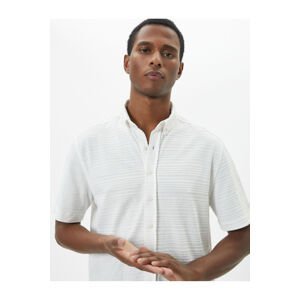 Koton Summer Shirt Short Sleeve Classic Collar Textured Buttoned