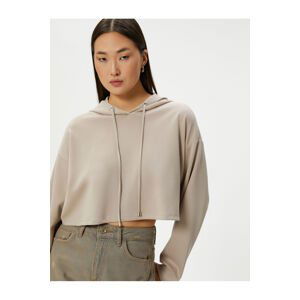 Koton Hooded Crop Sweatshirt Long Sleeve