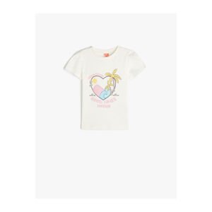 Koton T-Shirt Short Sleeve Heart Printed Cotton