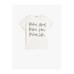 Koton T-Shirt Short Sleeve Crew Neck Motto Printed Cotton