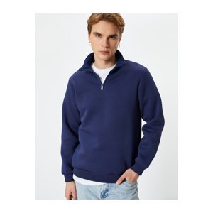 Koton Half Zipper Sweatshirt Basic High Neck Ribbed Long Sleeve
