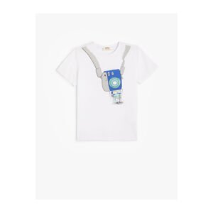 Koton T-Shirt Print Detailed Short Sleeve Round Neck Cotton