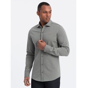 Ombre Men's cotton REGULAR single jersey knit shirt - light khaki