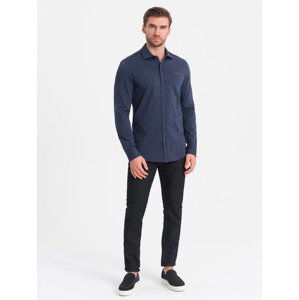 Ombre Men's REGULAR cotton single jersey knit shirt - navy blue