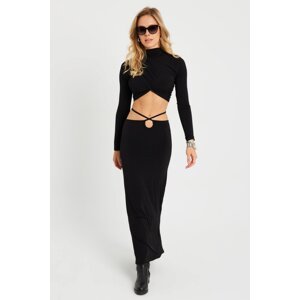 Cool & Sexy Women's Bottom Top Gathered Crop Suit Black YEL86