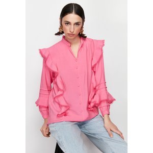 Trendyol Pink Ruffle Detail Woven Shirt