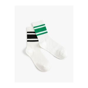 Koton 2-Piece College Socks Set with Stripe Detail