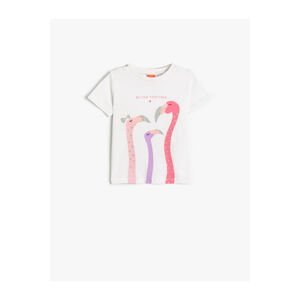 Koton T-Shirt Short Sleeve Crew Neck Flamingo Printed Cotton