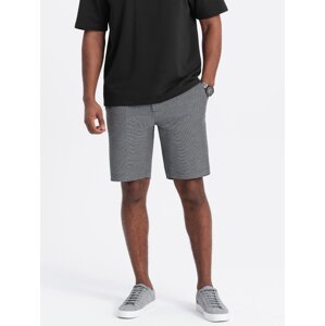 Ombre Men's shorts made of two-tone melange knit fabric - black