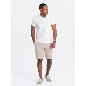 Ombre Men's shorts made of two-tone melange knit fabric - sand