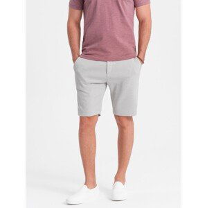 Ombre Men's shorts made of two-tone melange knit fabric - light grey